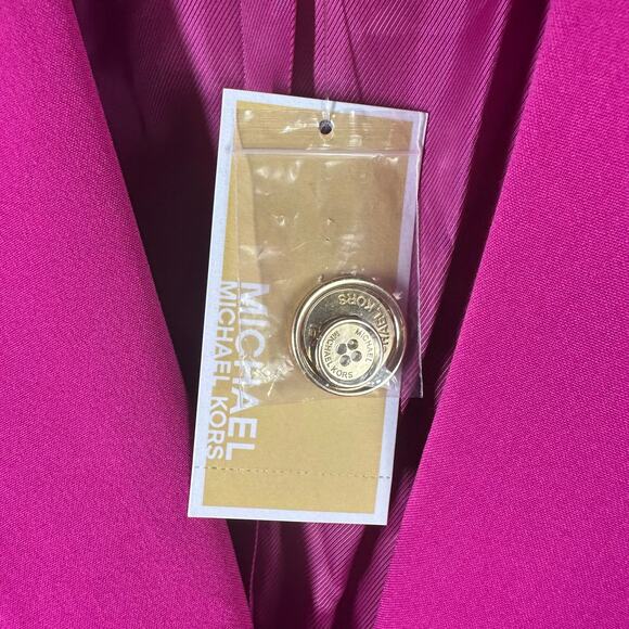 MICHAEL Michael Kors Solid Two Button Blazer Jacket Size 6 Deep Fuchsia - Picture 5 of 12